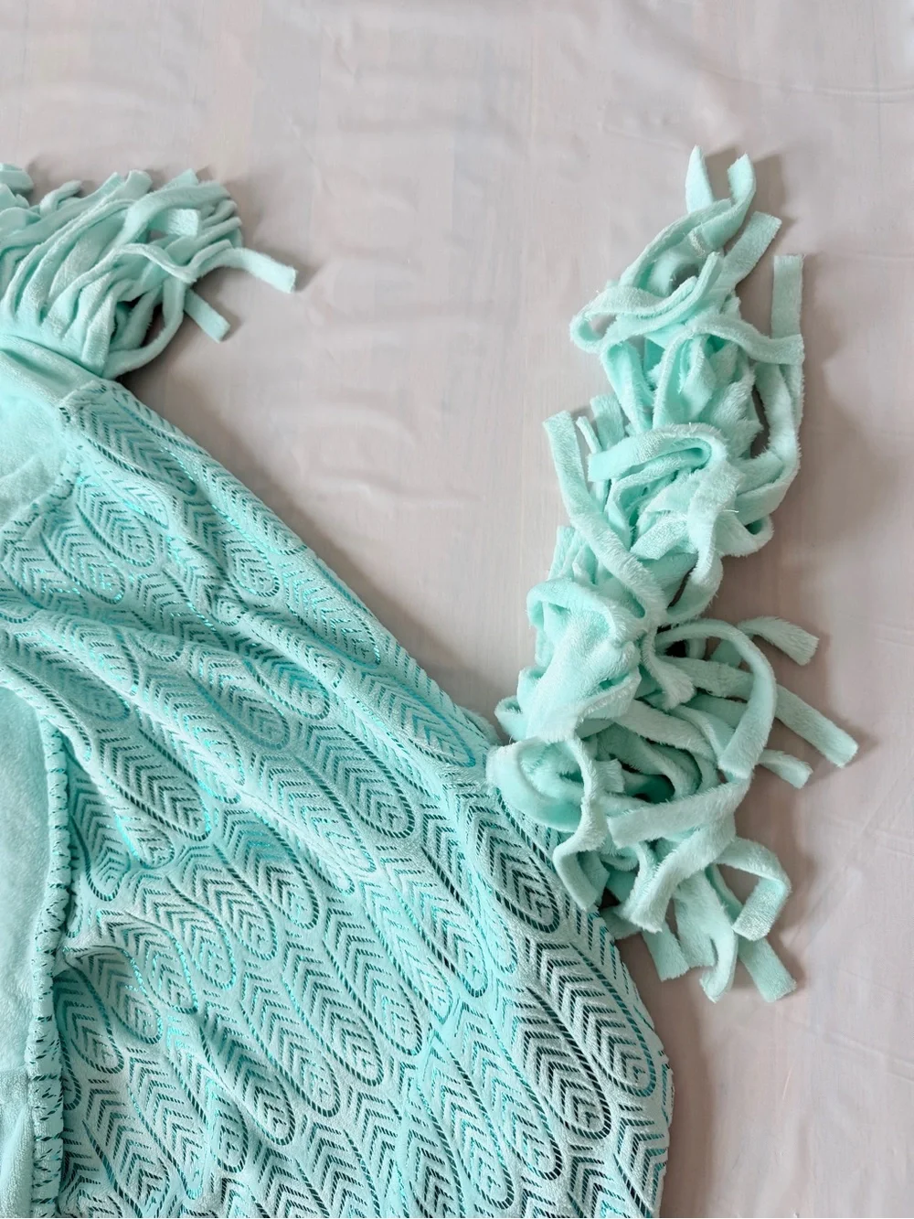 Justice unicorn wearable blanket aqua teal hooded with fringes and tail girl OS